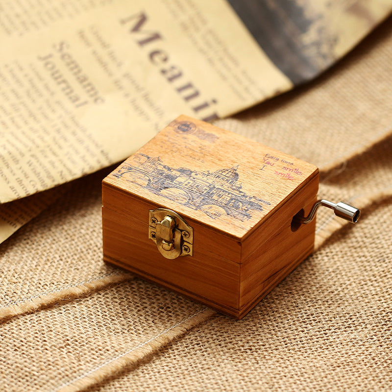 Hand-cranking Music Box Wooden Music Box Creative