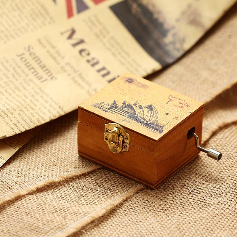 Hand-cranking Music Box Wooden Music Box Creative