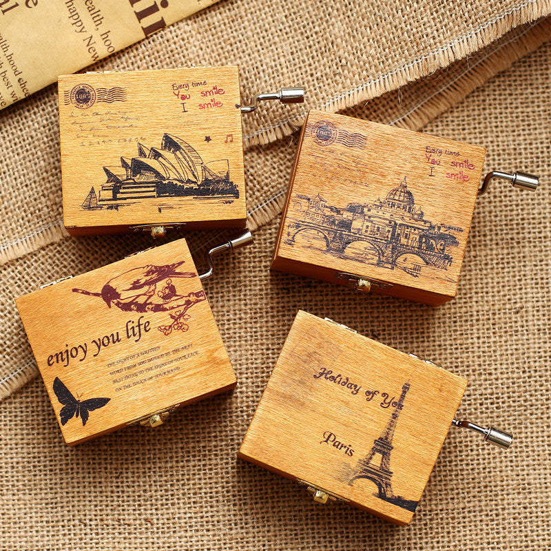 Hand-cranking Music Box Wooden Music Box Creative