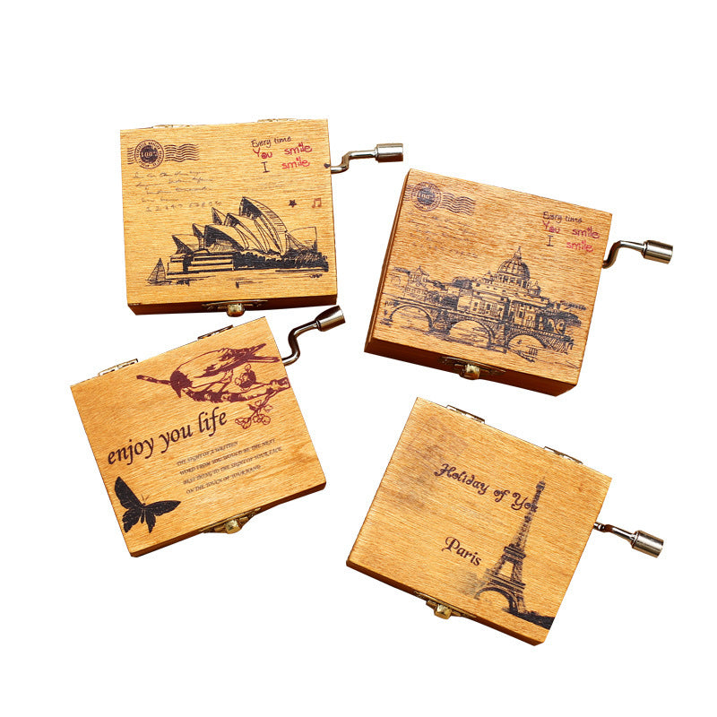 Hand-cranking Music Box Wooden Music Box Creative